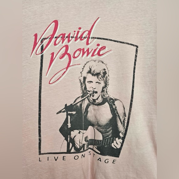 Lucky Brand David Bowie Pink Boyfriend Fit Concert Tee Women Size S - Picture 3 of 7